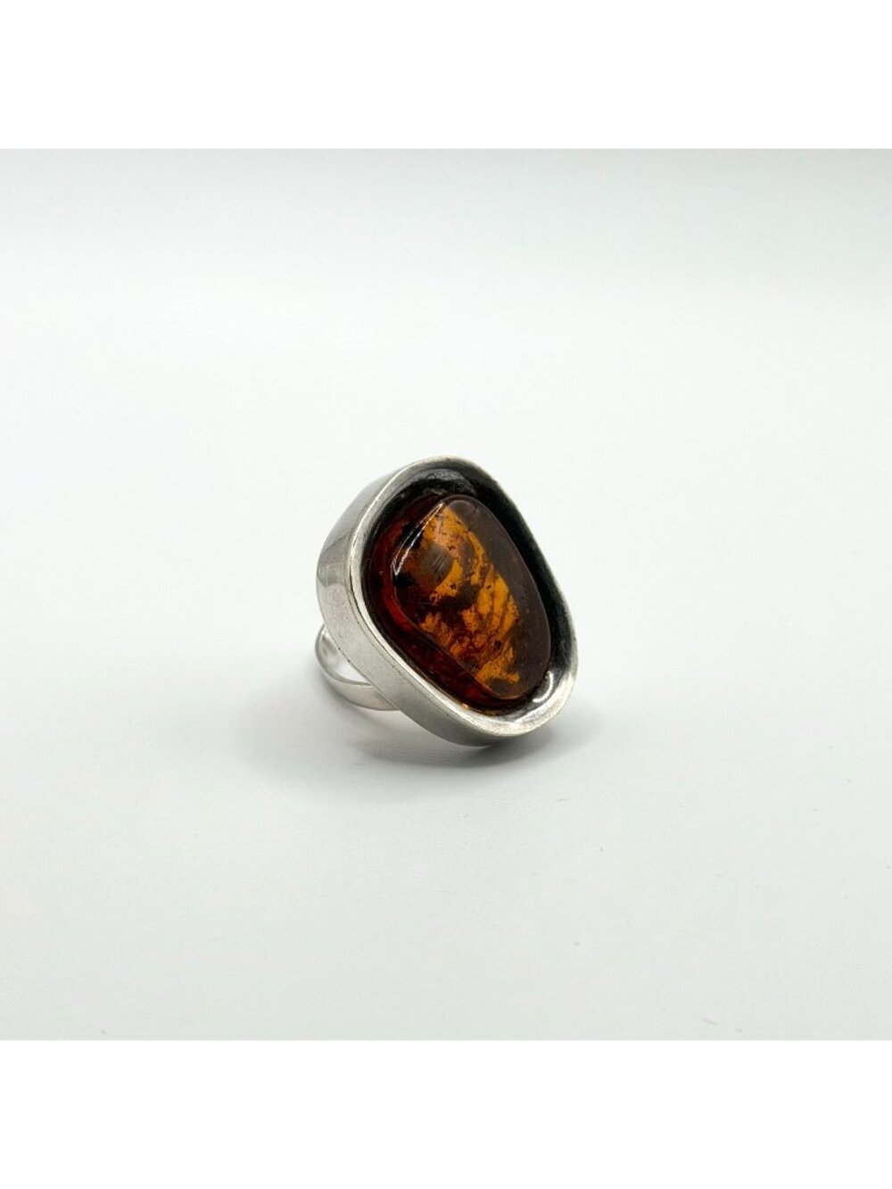 925 Sterling Silver Adjustable Baltic Amber Ring